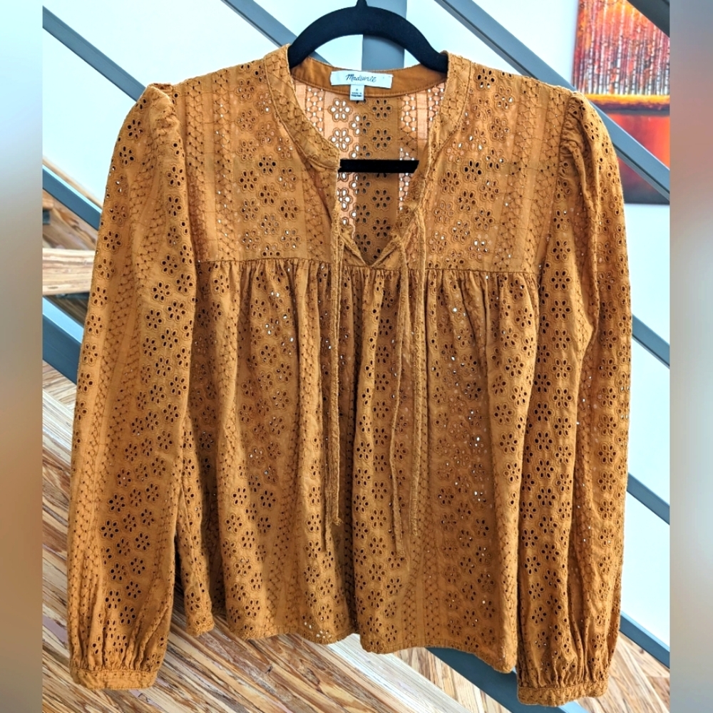 Madewell long sleeve peasant blouse